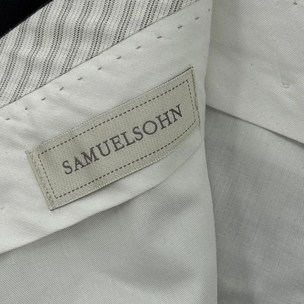 Samuelsohn Pants Mens 34x30 Black Super 110s Wool Flat Front Dress Cuffed Canada